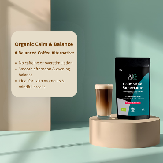 CALMMIND SUPER LATTE - Premium kavni nadomestek s funkcionalnimi zelišči in funkcionalnimi gobami (125 g)