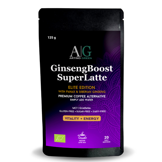 GINSENGBOOST SUPERLATTE – Premium Organic Coffee Alternative with Dual Ginseng (125 g)