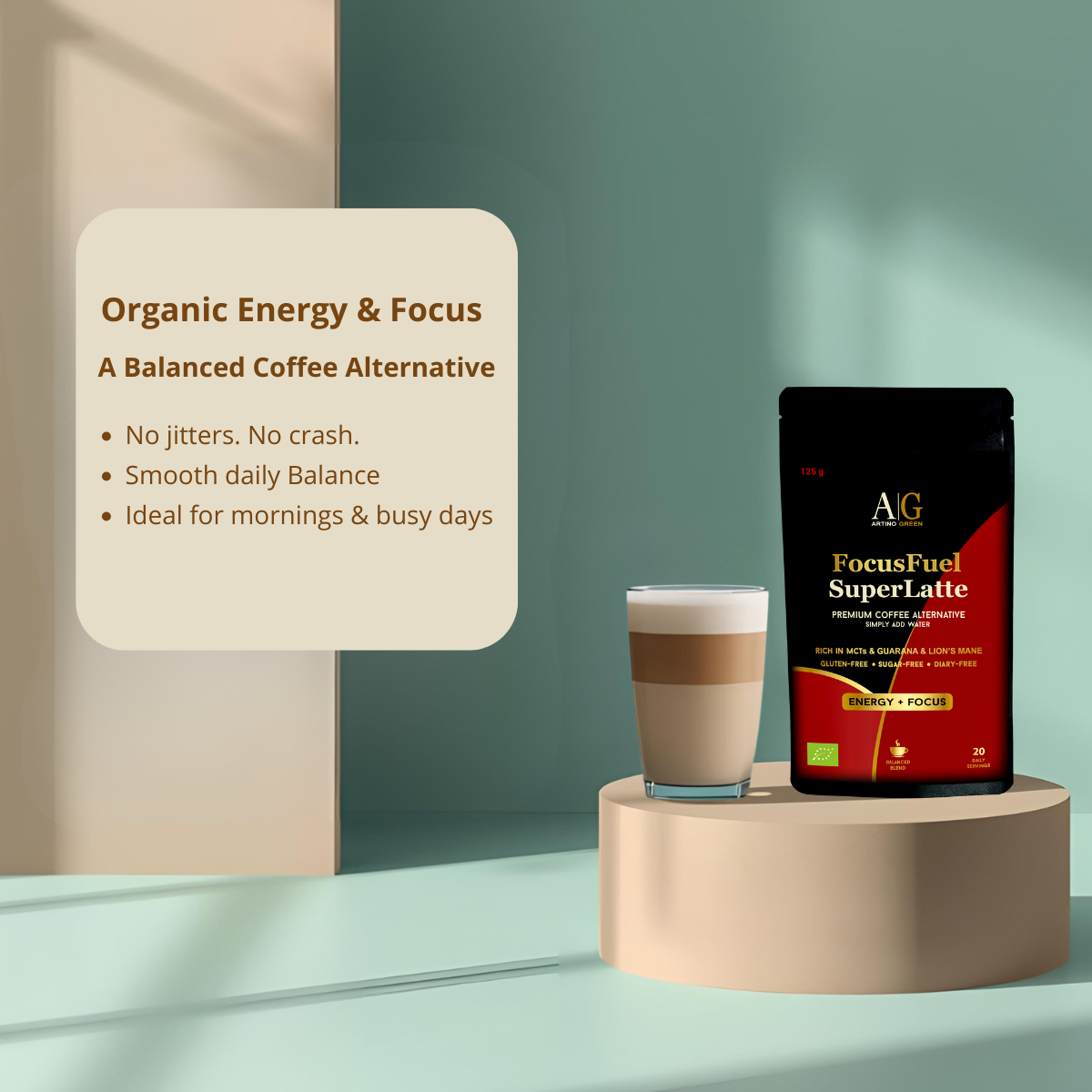 FOCUSFUEL SUPERLATTE – Organic Energy & Focus Coffee Alternative (125 g)
