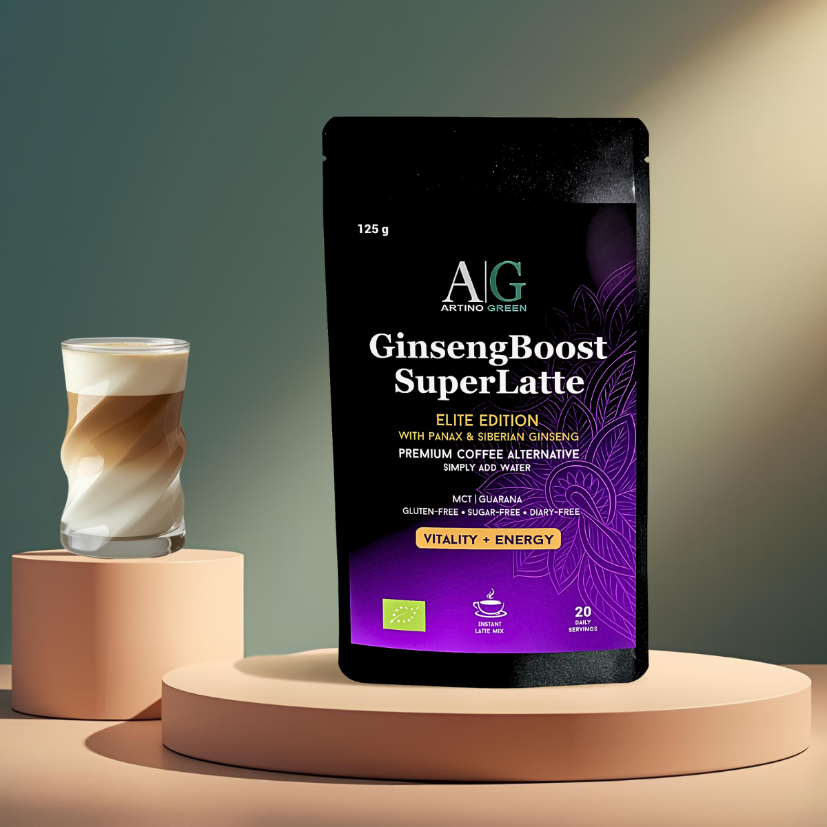 GINSENGBOOST SUPERLATTE – Premium kavni nadomestek z dvojnim ginsengom (125 g)