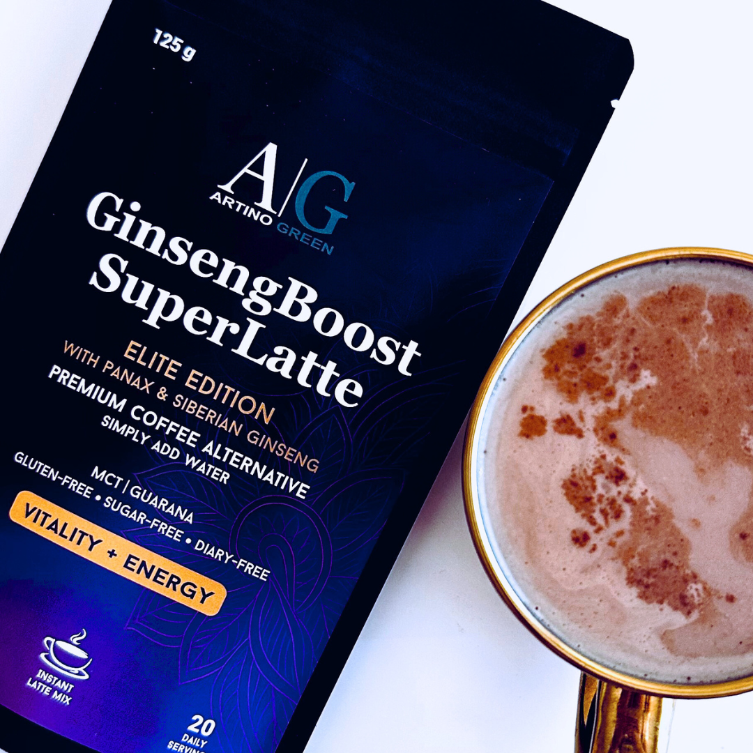 GINSENGBOOST SUPERLATTE – Premium Organic Coffee Alternative with Dual Ginseng (125 g)